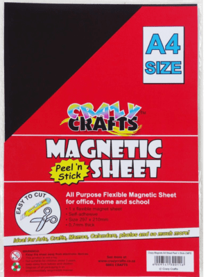 A4 Crazy Crafts Adhesive sheet Stationary : 0.7mm Thick Crazy Crafts A4 Adhesive Magnetic Sheet