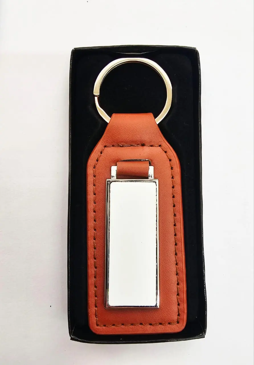 Sublimation Blanks : PU Rectangle Leather Keyring with metal insert (TTX)