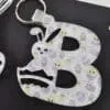 Easter Alpha B Laser Sublimation Blanks : 3 or 4mm Easter Alpha Subli-Acrylic Keychain (A to Z) with split keyring & clip