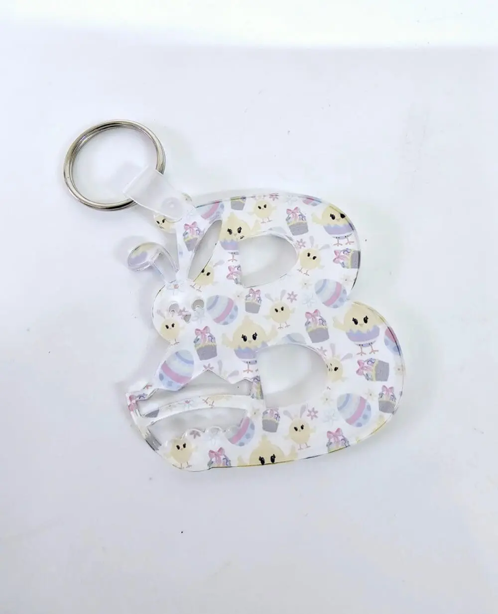 Easter Alpha B3 Laser Sublimation Blanks : 3 or 4mm Easter Alpha Subli-Acrylic Keychain (A to Z) with split keyring & clip