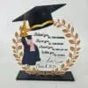 3D UV Prints : Direct to Acrylic Clear Various Graduation Wreath & Hat Plaque with 6mm Black Melamine Stand (Option 4)
