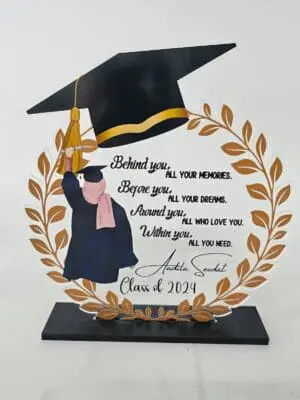3D UV Prints : A5 Acrylic Tribute Plaque with Elegant Gold Mirror Floral Design