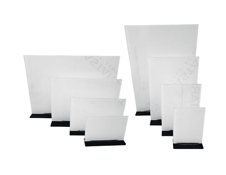 Portraid and Landscape Group Laser Blanks : 3mm CLEAR Acrylic Boards with lip & 6mm Black Melamine or 5mm Clear Acyrlic Stand (Portrait and Landscape)