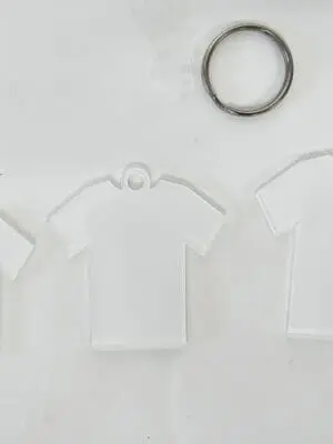 Acrylic Shapes : CLEAR S, M or L, Tshirt Keychain + silver split keychain (1.5, 2, 3 & 5mm)