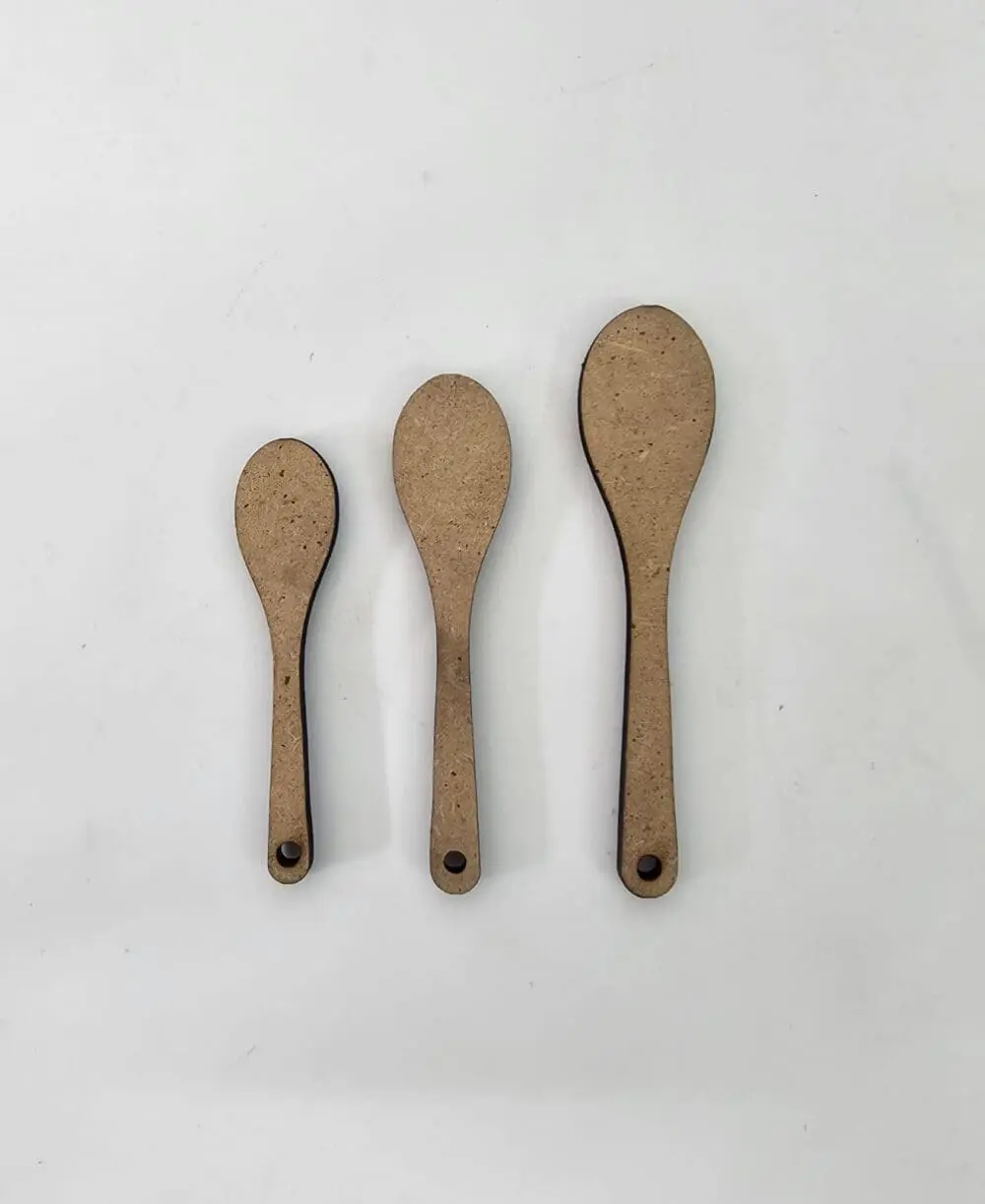WoodenSpoonMDF MDF : Plain MDF Wooden Spoon Keychain + silver split keyring (3 Sizes)
