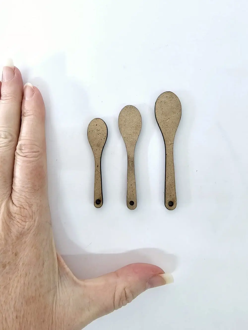 WoodenSpoonMDF2 MDF : Plain MDF Wooden Spoon Keychain + silver split keyring (3 Sizes)