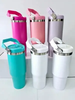 30DupesAll Sublimation : 30oz Coloured Matte or Glossy Stanley DUPE Tumblers