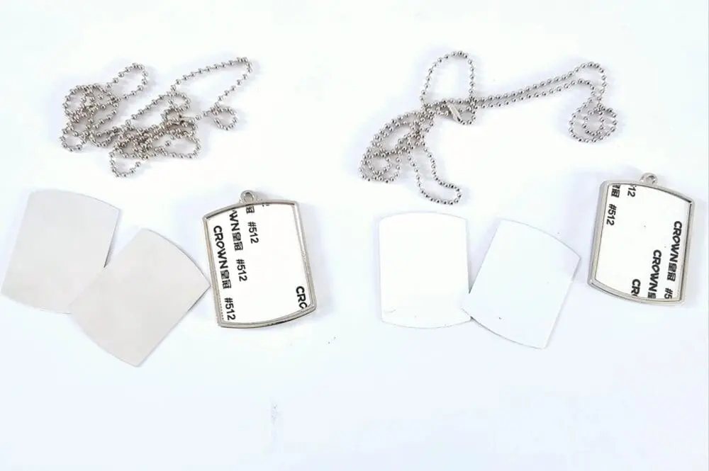 Sublimation Blanks : Double Sided Metal Army Dog Tag (White & Silver) (TTX)