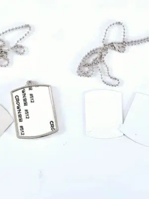 Sublimation Blanks : Double Sided Metal Army Dog Tag (White & Silver) (TTX)
