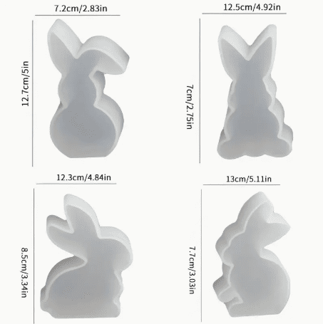 EasterBunnySiliconeMouldSet Resin & Epoxy : 4 Piece Easter Bunny Silicone Mould Set [Code TU184_G)