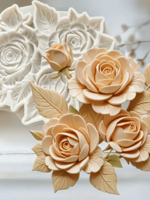 Silicone Mould : Elegant Rose and Leaf Silicone Mould