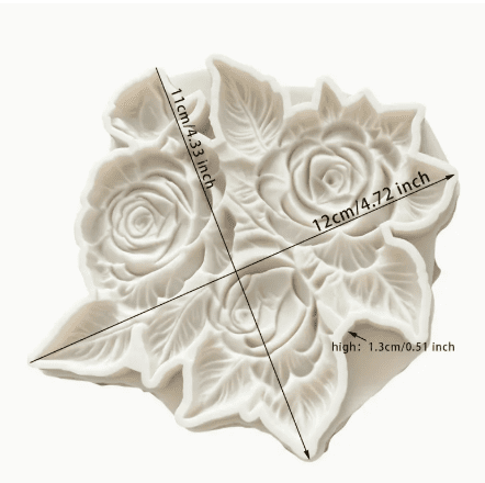 Elegant Rose and Leaf Silicon Fondant Mould.png2 Silicone Mould : Elegant Rose and Leaf Silicone Mould