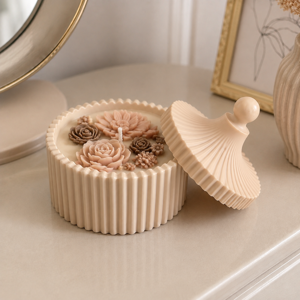 Silicone Moulds : Carnival Stripped Trinket Bowl with lid (STBx98)