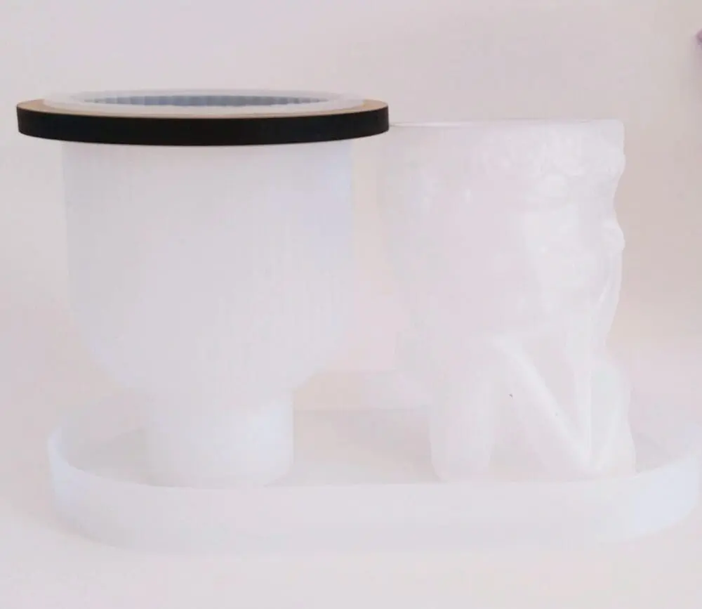 Resin & Epoxy : 3 Piece Silicone Face Vase Design, Tall Ribbed Vase and Oval Tray Mould Set  [Code TU184_F)