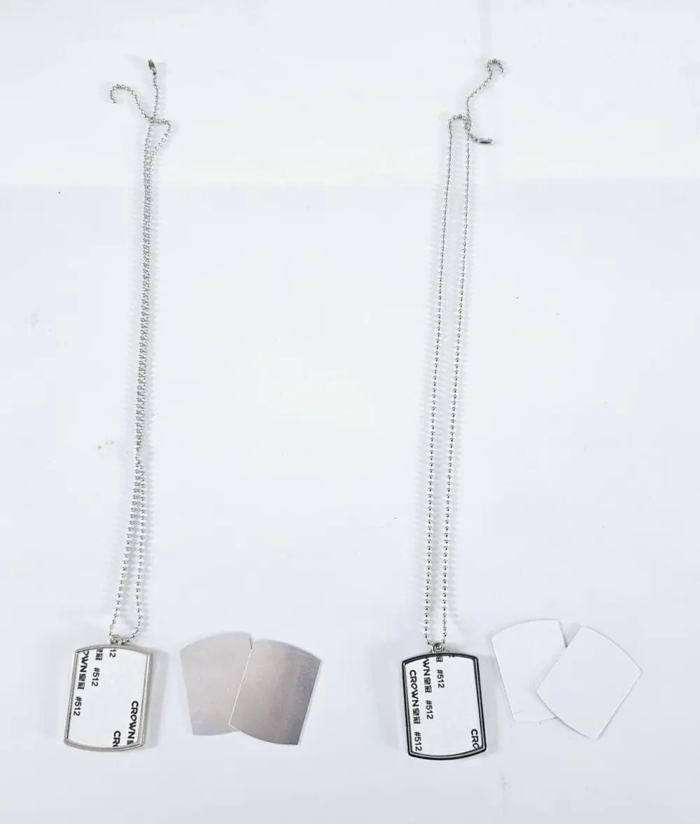 Sublimation Blanks : Double Sided Metal Army Dog Tag (White & Silver) (TTX)
