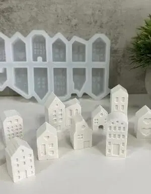12PcsEuropeanStyleSmallHouseMould.4 Silicone Mould : 12 Piece Europeans Style Small House Mould (12pcEURO)