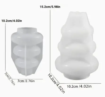 2pcIrregularVaseSiliconeMouldSet Silicone Mould : 2 Piece Ripple Bloom Vase Set Silicone Mould (RipBl2)