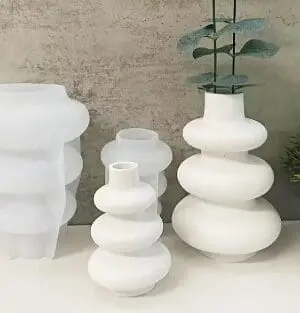 Silicone Mould : 2 Piece Ripple Bloom Vase Set Silicone Mould (RipBl2)