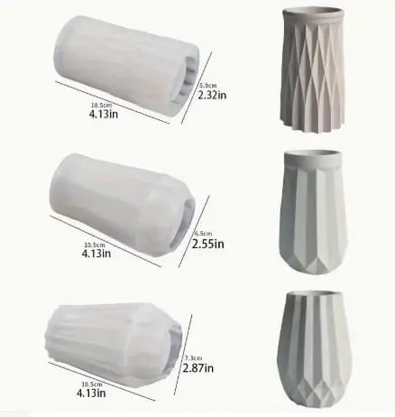 3 pc origami vase Silicone Mould : 3 Piece Origami Vase Silicone Mould Set (Code TUM_AG)