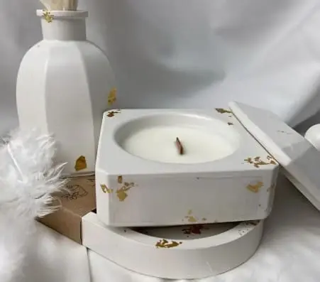 Resin & Epoxy : 4 Piece Oval Tray + Square Storage Container & Polygon Vase (TU184_AH) + Casting Support Jig for the Vase mould