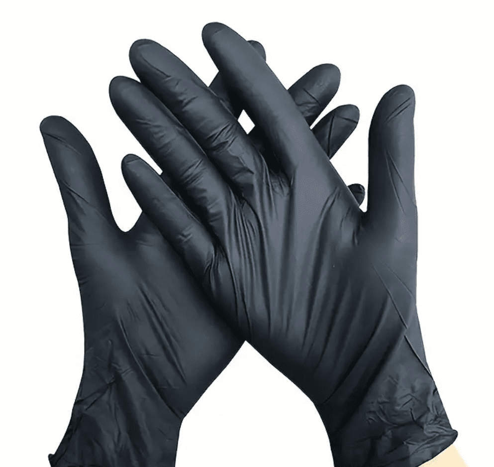 Black silicone gloves in hands Art & Craft Consumables : Black Disposable Silicone Gloves (Pack of 25 & 50)