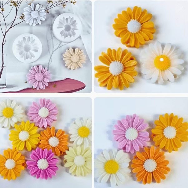 Daisy With Hole Silicone Mould : Silicone Daisy Flower Mould (With Hole & Without) (SDFM)