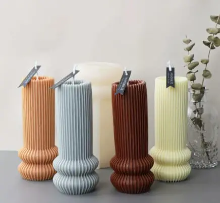 Geometric Striped Bamboo Basket Silicone Mould.2 Silicone Moulds : Ribbed Silicone Candle Mould (RCSCM)