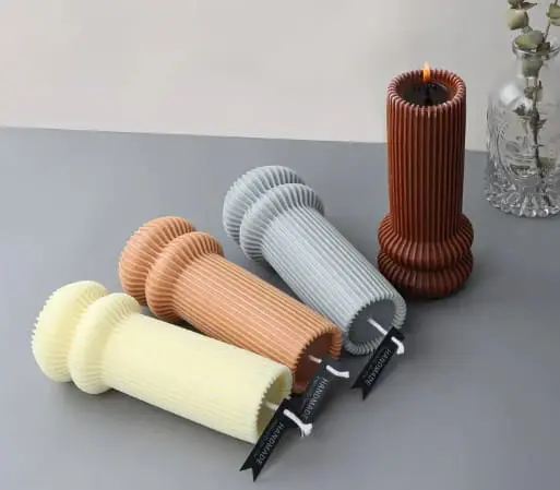 Geometric Striped Bamboo Basket Silicone Mould.3 Silicone Moulds : Ribbed Silicone Candle Mould (RCSCM)