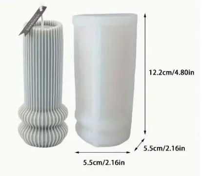 Geometric Striped Bamboo Basket Silicone Mould Silicone Moulds : Ribbed Silicone Candle Mould (RCSCM)