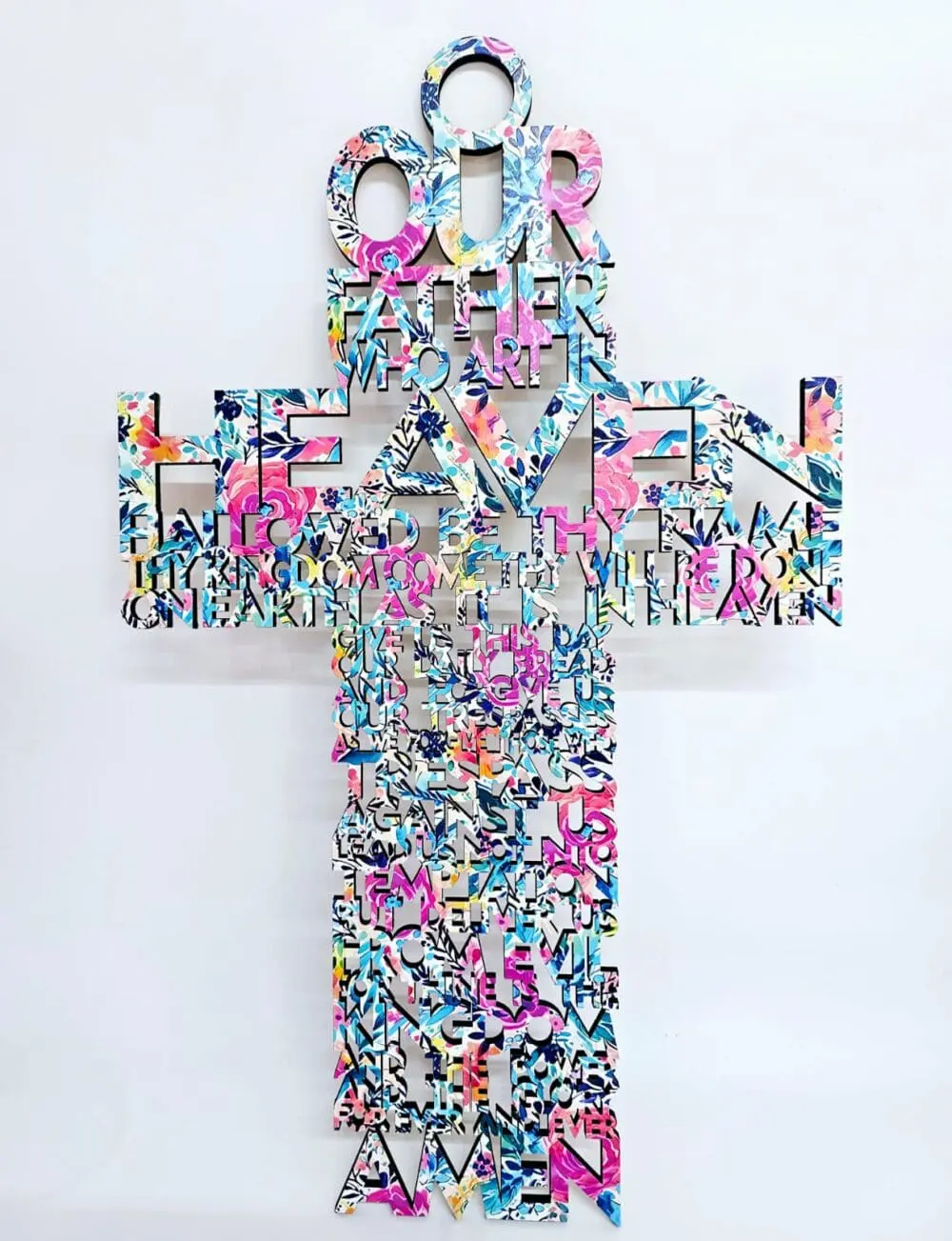 Good_ourFatherwho_Plain MDF 6mm_UVPrint_Floral_X01 UV DTF : UV Direct Print to Floral Themed MDF God Our Father Wall Hanging (6mm) (Code XO1)