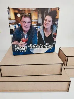 MDF Box UV Print2 3D UV DTF PRINTS : Direct to 3mm Square MDF Wooden Boxes (5 Sizes)