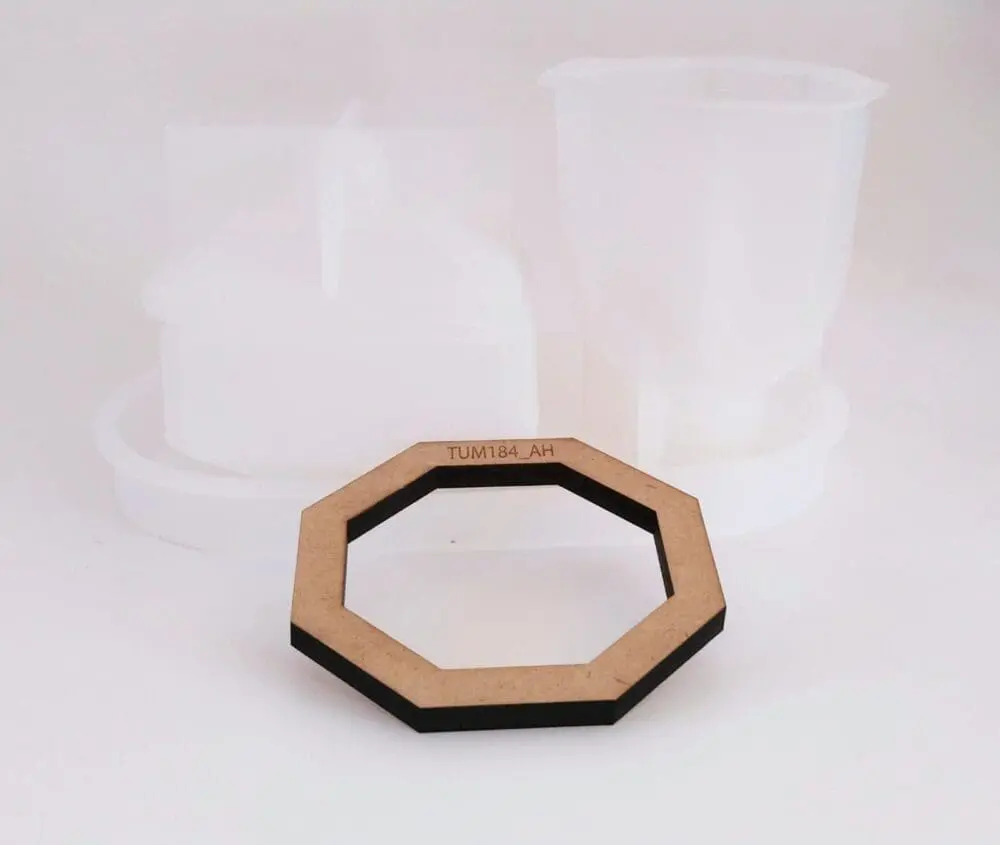 Resin & Epoxy : 4 Piece Oval Tray + Square Storage Container & Polygon Vase (TU184_AH) + Casting Support Jig for the Vase mould