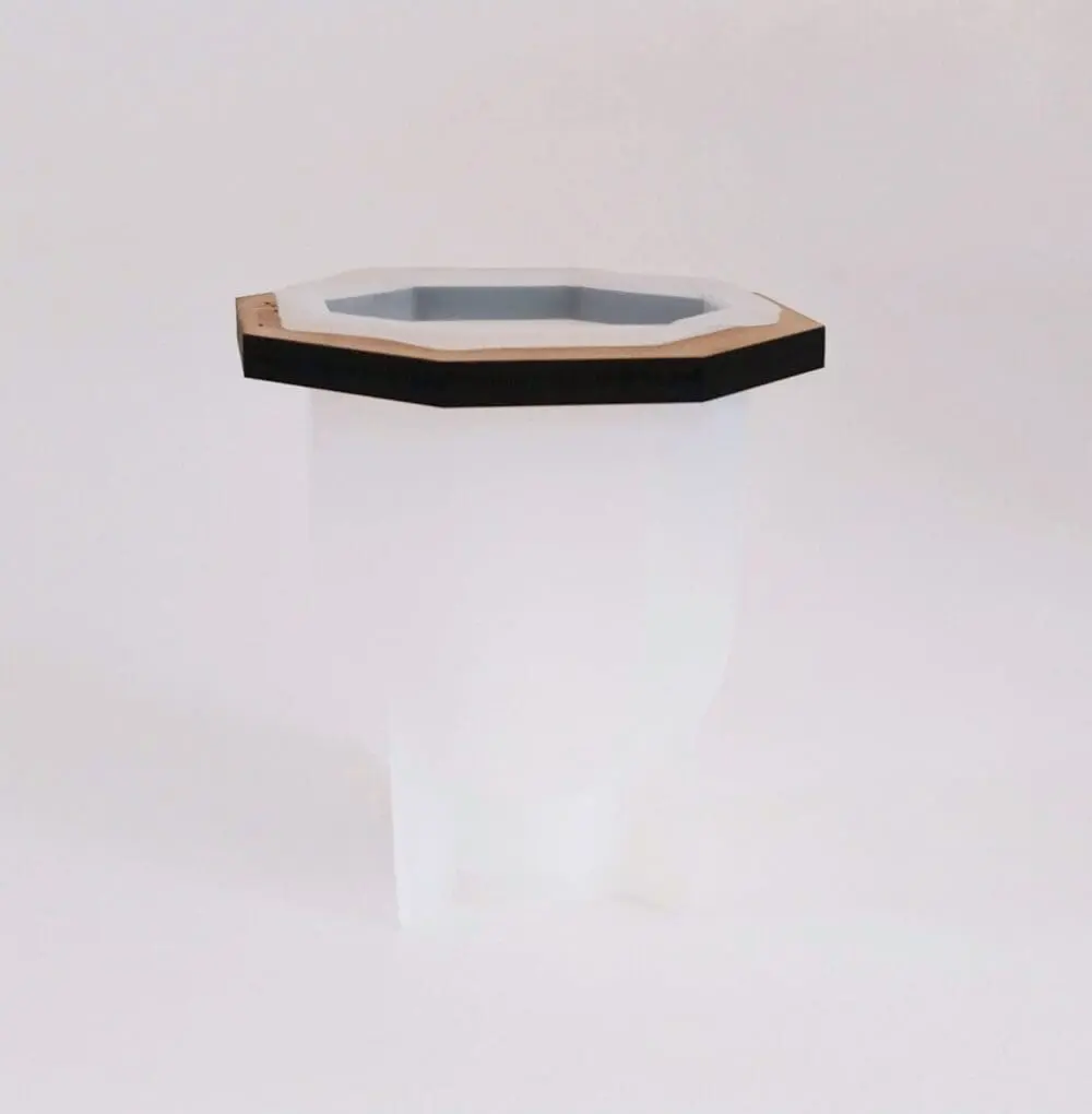 TUM_AB #2 Resin & Epoxy : 4 Piece Square Large Container Set; Vase and Irregular Tray Silicone Mould (Code TUM_AB) + Casting Support Jig for the Vase mould