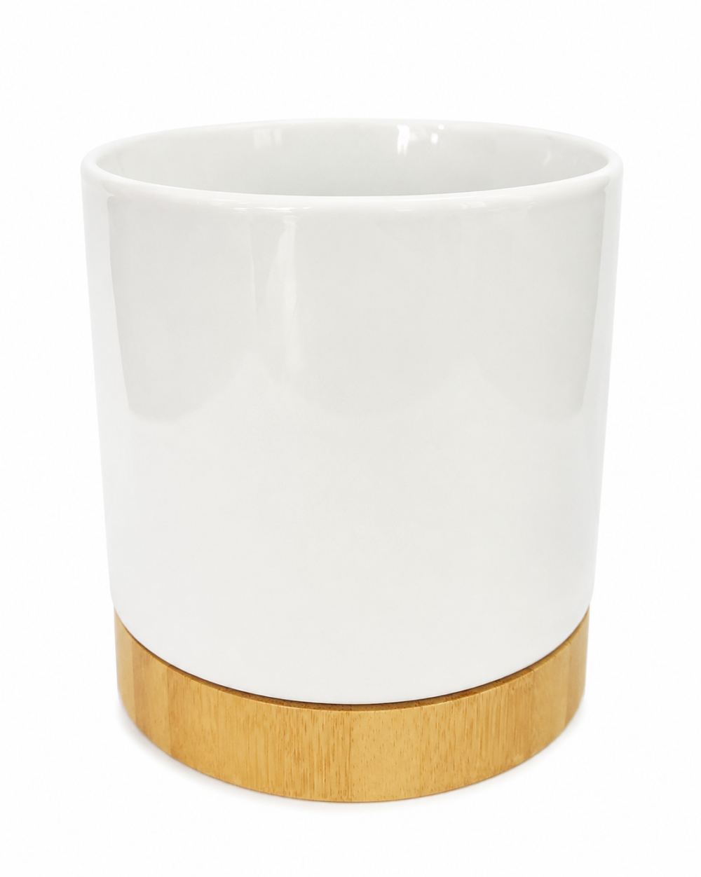 White Flower Pot With Wooden Base (ZZ) Sublimation Blanks : White Flower Pot With Wooden Base (ZZ)