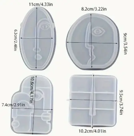 Silicone Mould : 4 Piece  Abstract Faces Silicone Moulds (FSM)