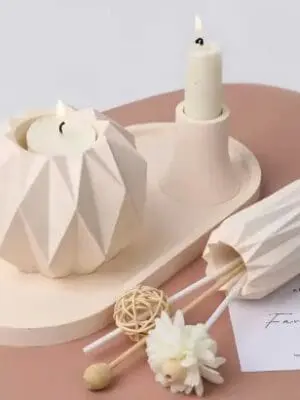Silicone Mould : 4 Piece Geometric Vase Candle Silicone Mould Set (Code TUM_AH)