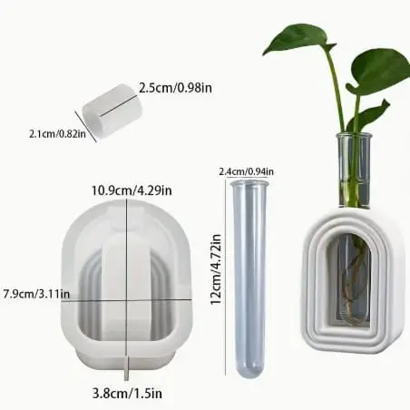 Arched Vase Silicone Mould + Test Pipe Planter 3 Silicone Moulds : Arched Vase Silicone Mould (Includes x1 Tube) (AVM)