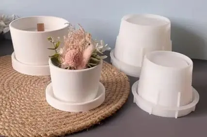Cylindrical Flower Pot Silicone Moulds Silicone Mould : Dual-Size Cylindrical Flower Pots Silicone Mould (DZFP)