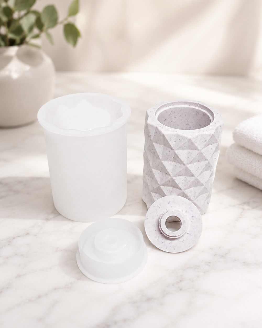 Diamond_SLD_5_7 Silicone Mould : Dual Cylinder Diamond Soap & Lotion Dispenser or Diffusor Silicone Mould (SLD_05)