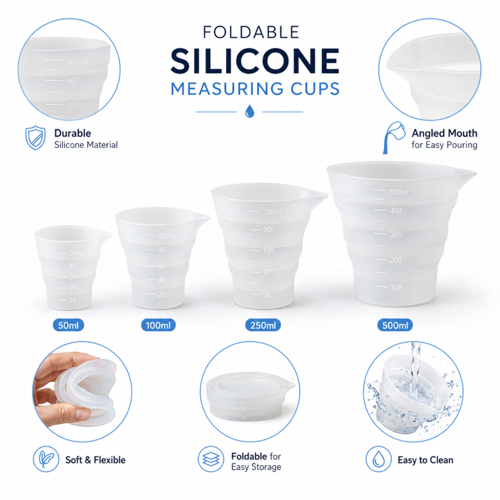 Arts & Crafts : Foldable Silicone Measuring Cups (250ml & 500ml) [PREORDER]