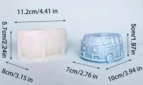 Vintage Bus Flower Pot Silicone Mould 4 Silicone Mould : Vintage VW Combi Storage/Flower Pot Silicone Mould (VWK)
