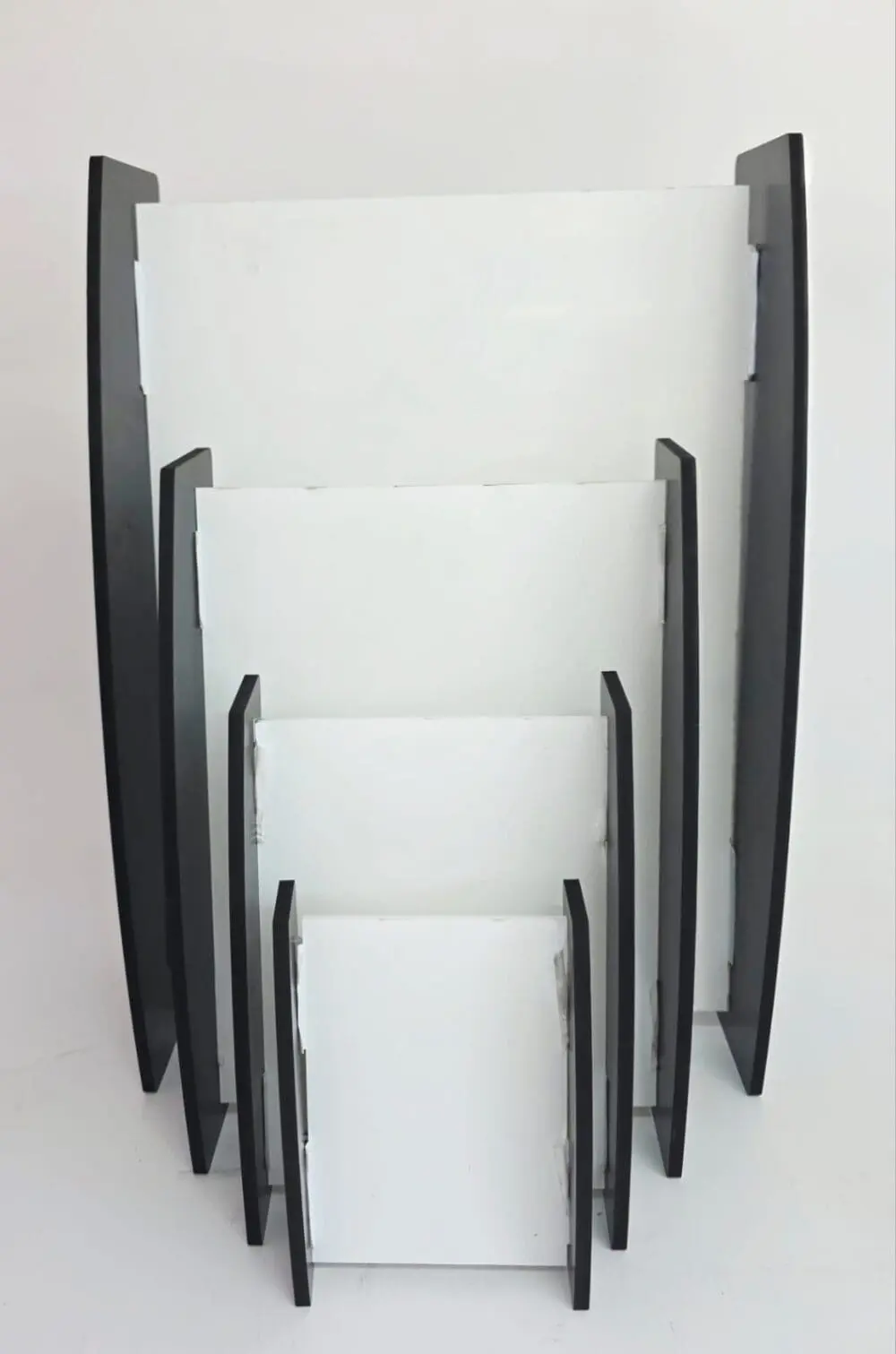 Curved P All Laser Blanks : 3mm CLEAR Acrylic Boards with Curved 6mm Black Melamine Sides (Portrait and Landscape)