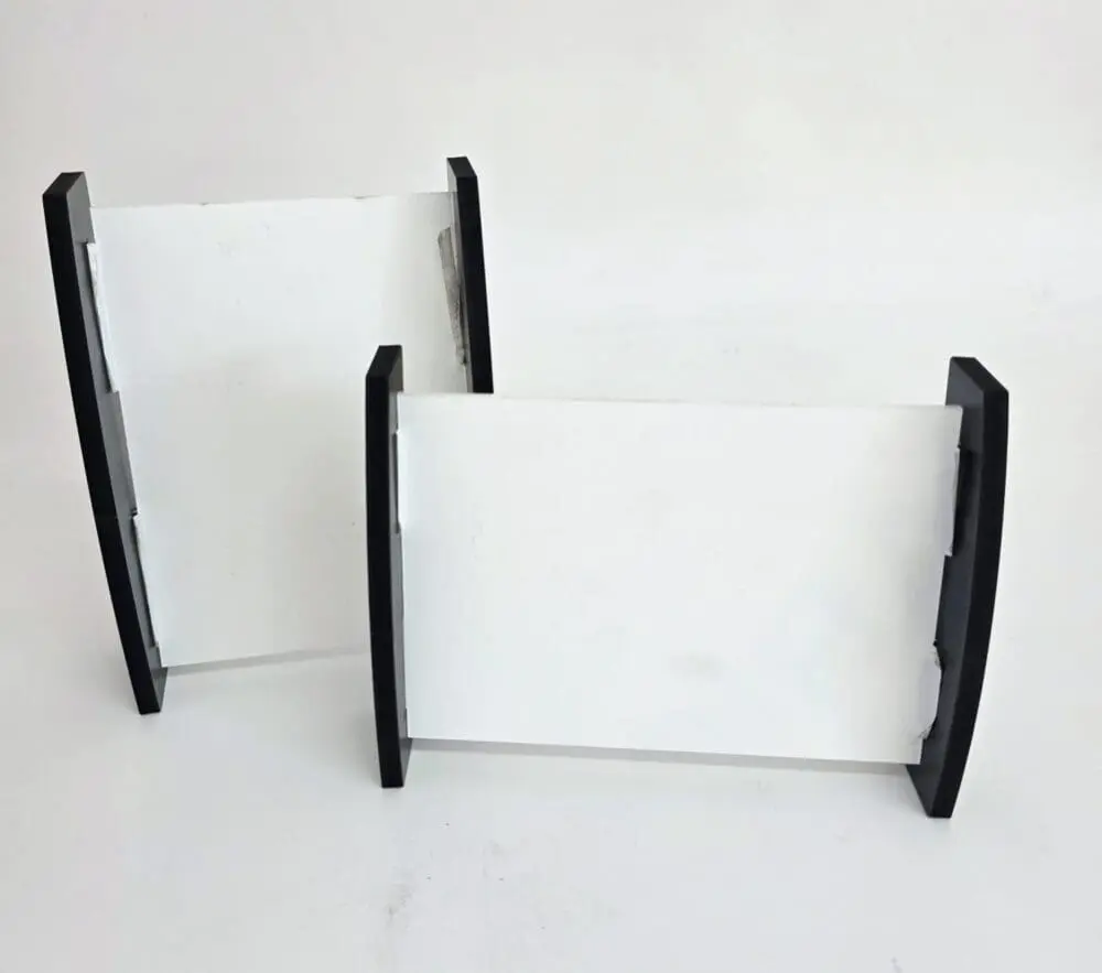 Curved_ A5_P_L Laser Blanks : 3mm CLEAR Acrylic Boards with Curved 6mm Black Melamine Sides (Portrait and Landscape)