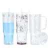 Snow Globe Tumblers : 40oz (1182,94mls) Plastic Stanley Dupe Styled Snow Globe Tumbler (with predrilled hole & plug)
