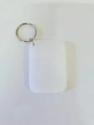 Sublimation Blanks : 6mm White/Opal Sublimer Rectangle Keychain (6.6 by 4.6cm incl. connector + split keychain)
