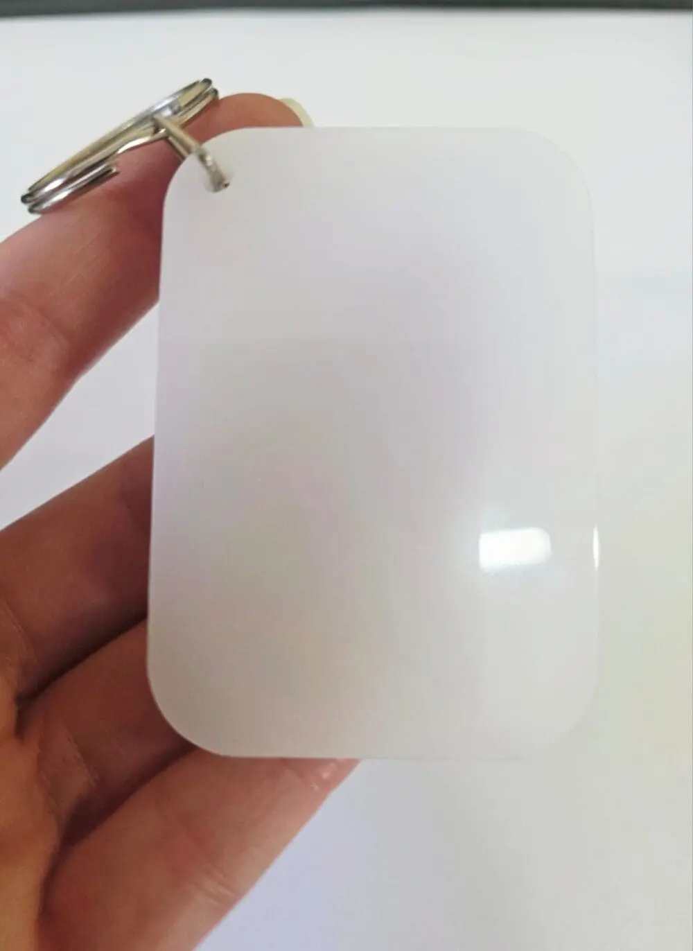 Sublimation Blanks : 6mm White/Opal Sublimer Rectangle Keychain (6.6 by 4.6cm incl. connector + split keychain)