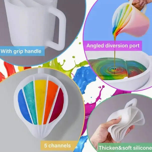 Silione Split Jug 500ml3 Arts & Crafts : 5 Channel 500ml Silicone Split Pouring Cup with Handle (Chasp)