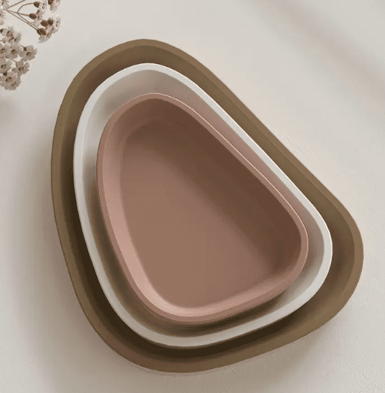 Silicone Mould : 3 Piece Curved Triangle Silicone Tray Mould Set (CurTri)