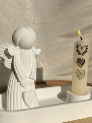 Silicone Mould : 2 Piece Angel of Love & Oval Single-Hole Candle Holder Tray Silicone Mould (AngCand)