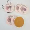 Personalised Gifting : Round Ceramic 6 Piece Coaster Set with Abstract Elegant Lady, "Beauty beings within"